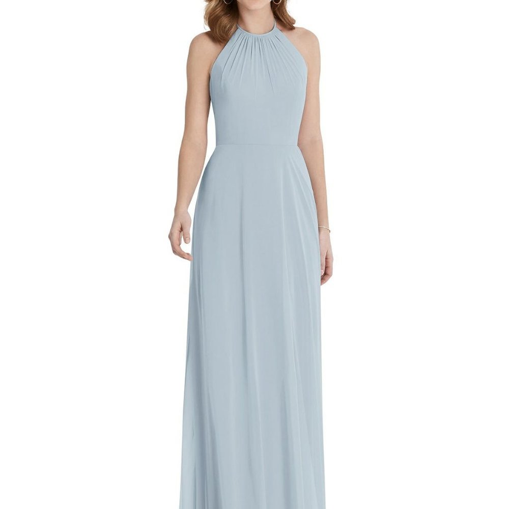 Dessy Collection Halter Dress in Mist; Style 1515